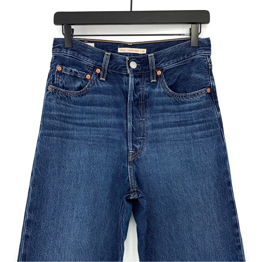 LEVI'S Premium Ribcage Straight Ankle Jean Blue Denim 27 - Picture 2 of 11